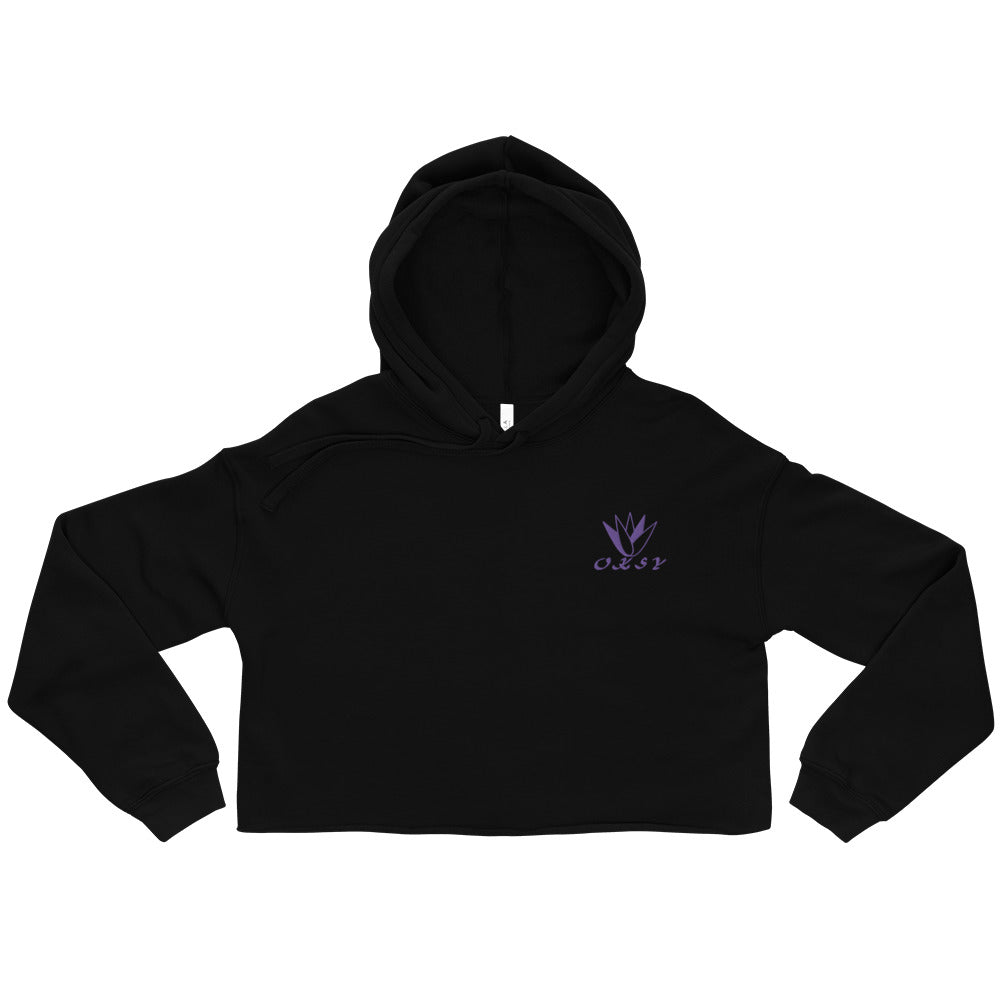 Oksy Life Style Embroidered Crop Hoodie