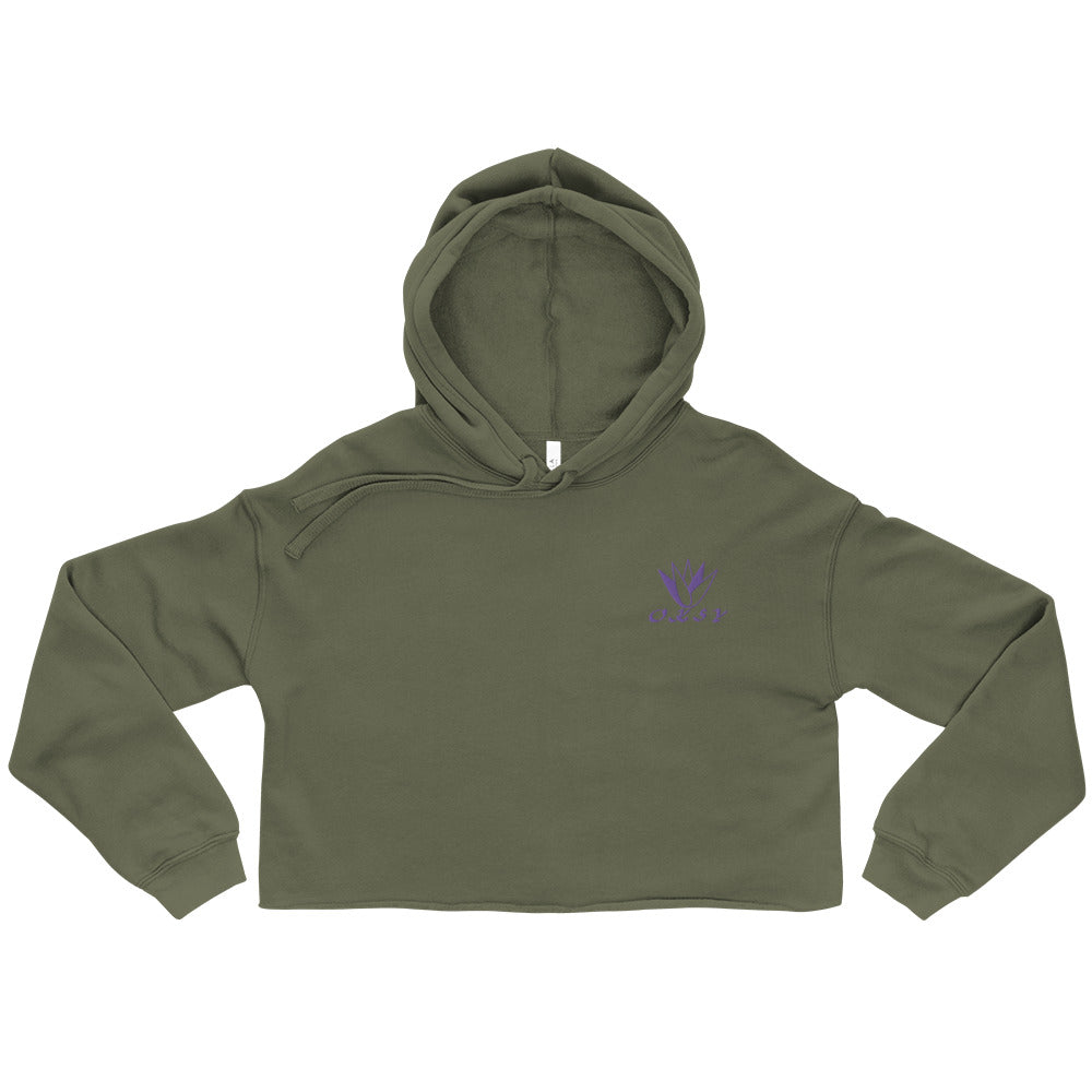 Oksy Life Style Embroidered Crop Hoodie